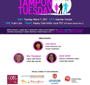 First Annual Tampon Tuesday Event in Oakville on March 7