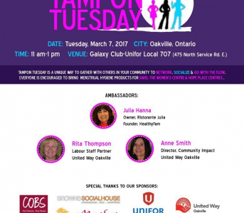 First Annual Tampon Tuesday Event in Oakville on March 7