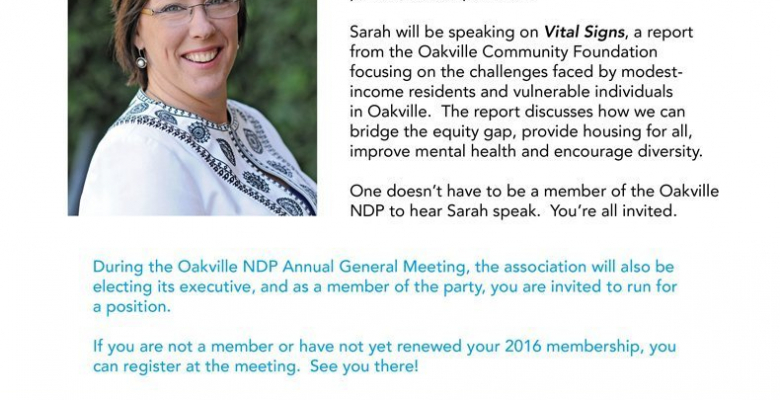Oakville NDP Annual General Meeting on March 21
